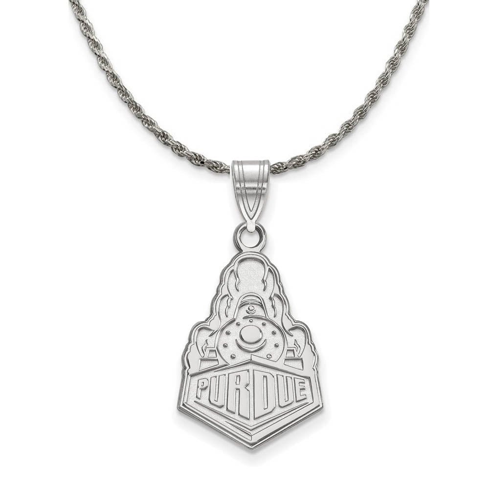Sterling Silver Purdue Large Logo Necklace, Item N18883 by The Black Bow Jewelry Co.