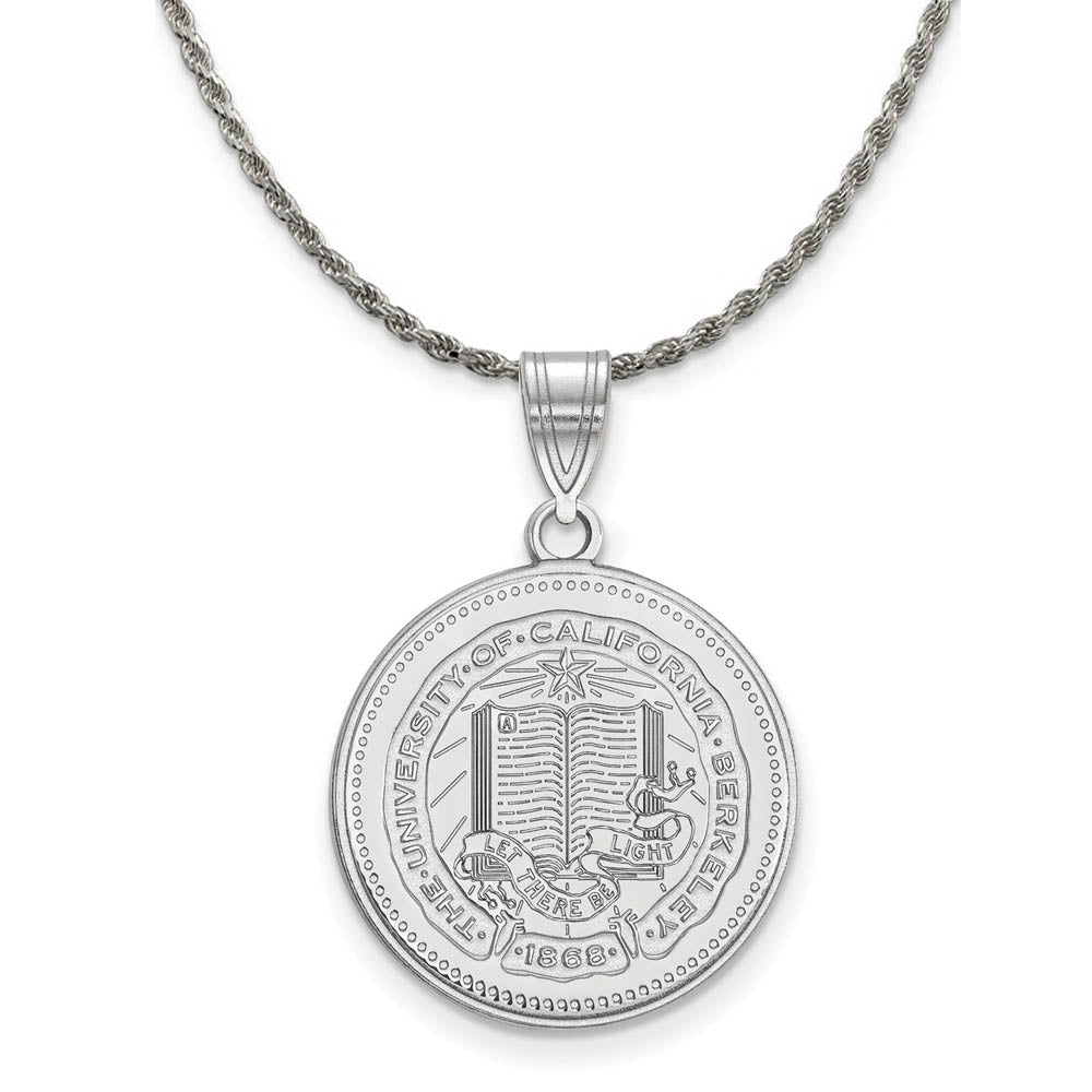 Sterling Silver California Berkeley Large Crest Disc Pendant Necklace, Item N18886 by The Black Bow Jewelry Co.