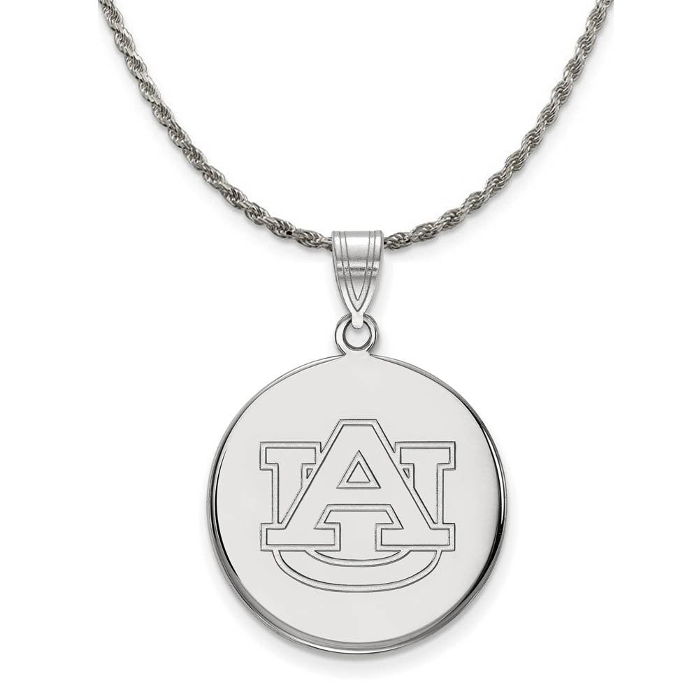 Sterling Silver Auburn U Large Disc Pendant Necklace, Item N18890 by The Black Bow Jewelry Co.