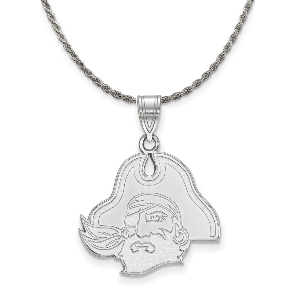 Sterling Silver East Carolina U Large Pendant Necklace, Item N18903 by The Black Bow Jewelry Co.