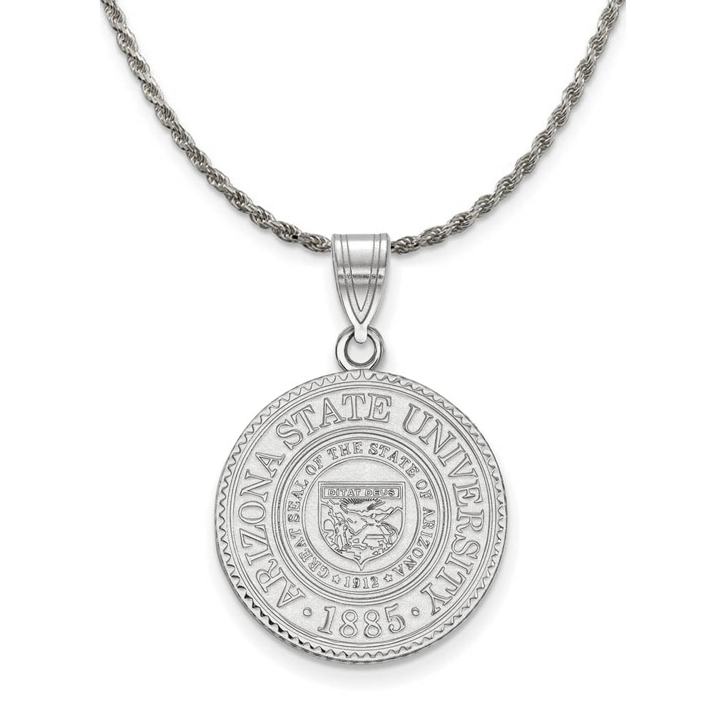 Sterling Silver Arizona State Large Crest Pendant Necklace, Item N18912 by The Black Bow Jewelry Co.