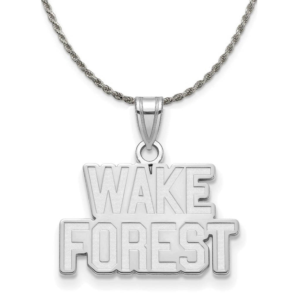 Sterling Silver Wake Forest U. Large Logo Necklace, Item N18920 by The Black Bow Jewelry Co.
