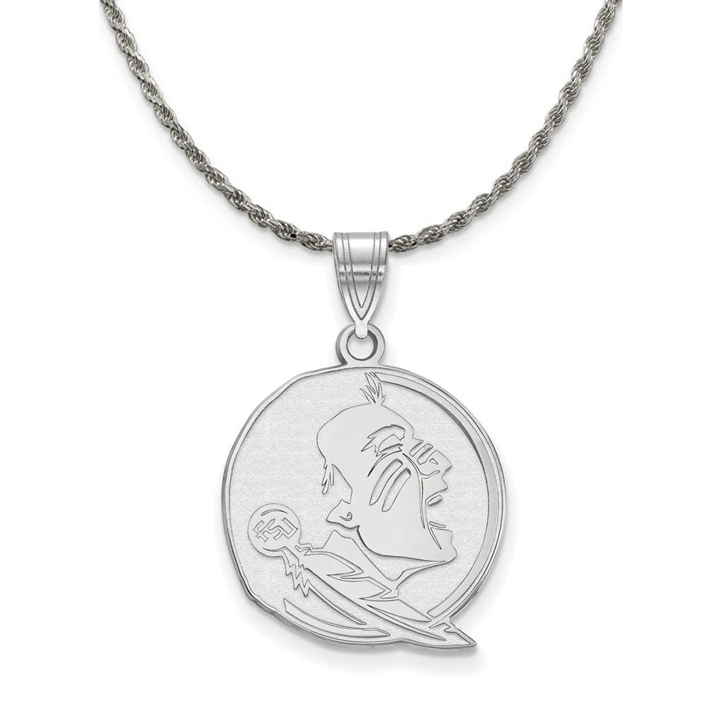 Sterling Silver Florida State Seminoles Large Logo Necklace, Item N18922 by The Black Bow Jewelry Co.