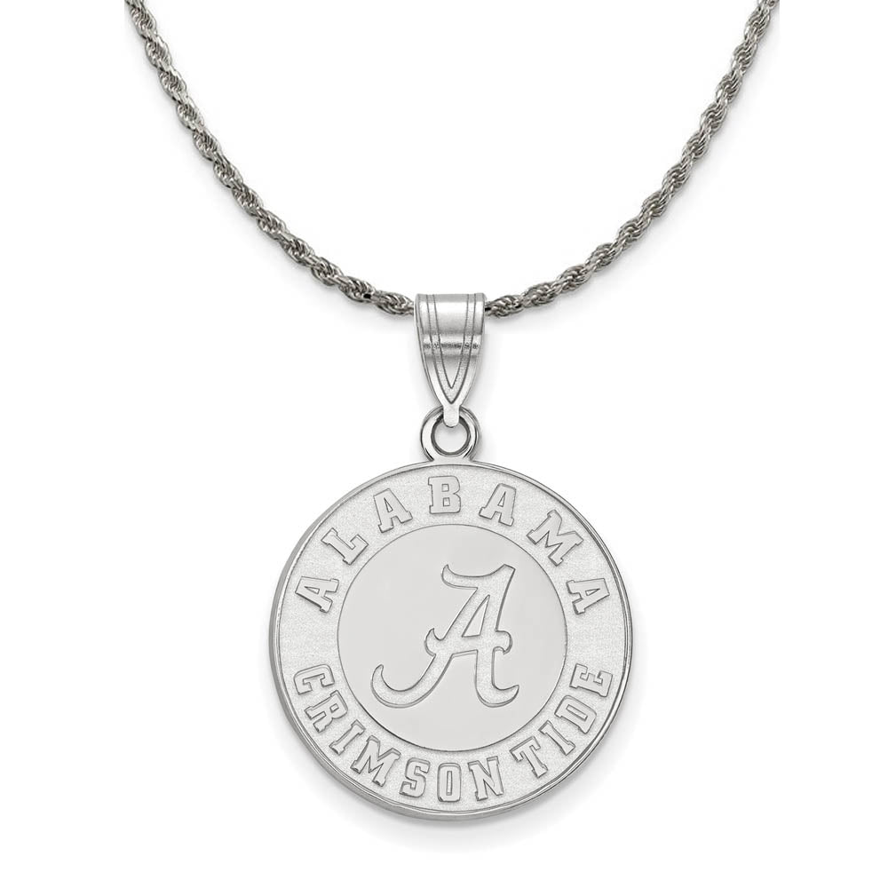 Sterling Silver U. of Alabama Lg Logo Disc Necklace, Item N18929 by The Black Bow Jewelry Co.