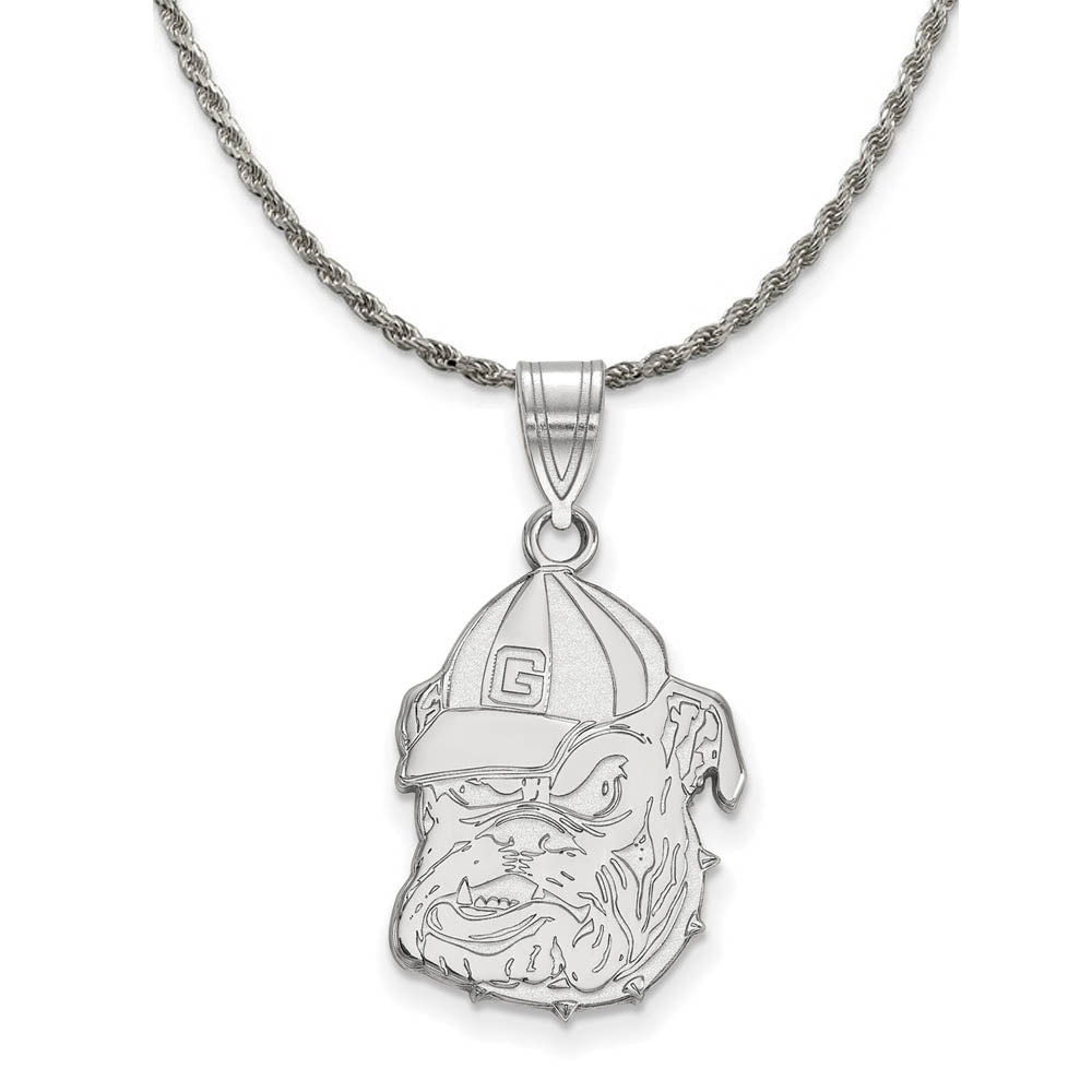 Sterling Silver U. of Georgia Large Logo Pendant Necklace, Item N18930 by The Black Bow Jewelry Co.