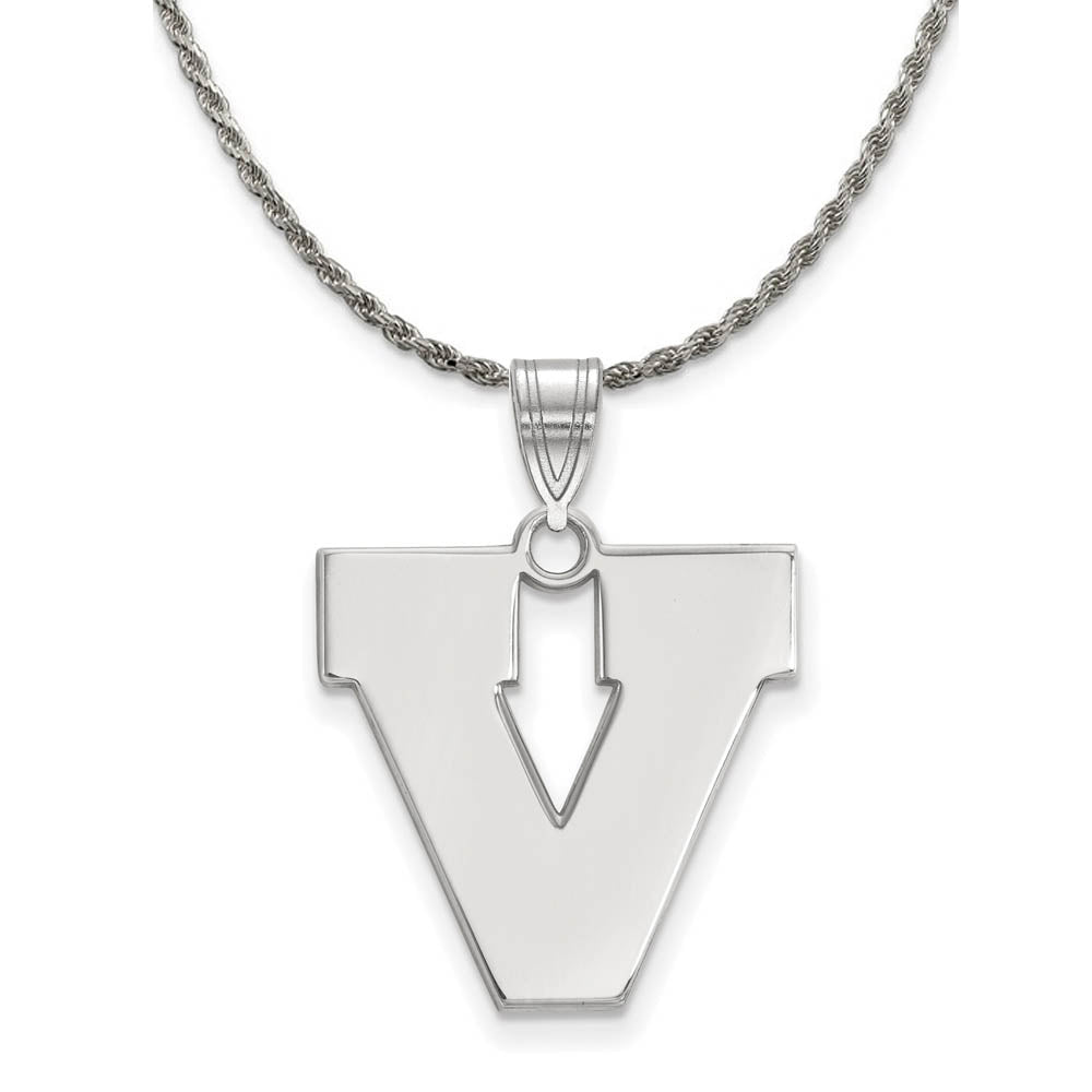 Sterling Silver U. of Virginia Large Initial V Necklace, Item N18940 by The Black Bow Jewelry Co.