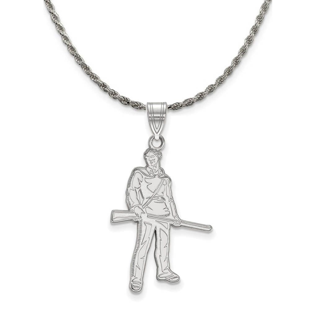 Sterling Silver West Virginia U. Large Pendant Necklace, Item N18942 by The Black Bow Jewelry Co.