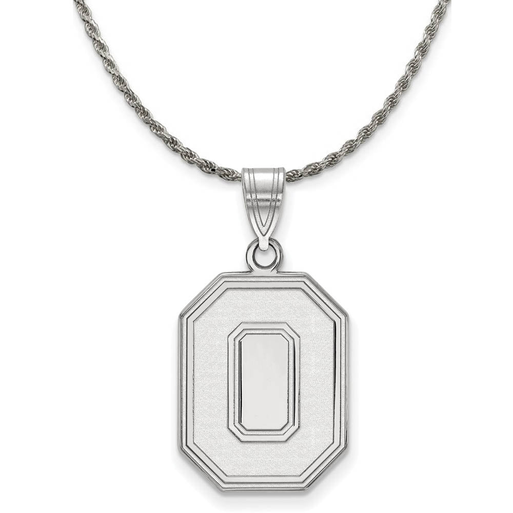Sterling Silver Ohio State Lg 'O' Logo Pendant Necklace, Item N18943 by The Black Bow Jewelry Co.