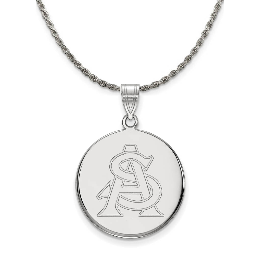 Sterling Silver Arizona State Large Disc Pendant Necklace, Item N18952 by The Black Bow Jewelry Co.