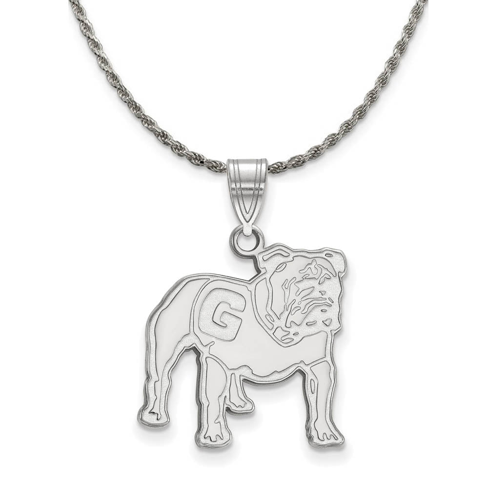 Sterling Silver U. of Georgia Bulldogs Large Logo Necklace, Item N18966 by The Black Bow Jewelry Co.