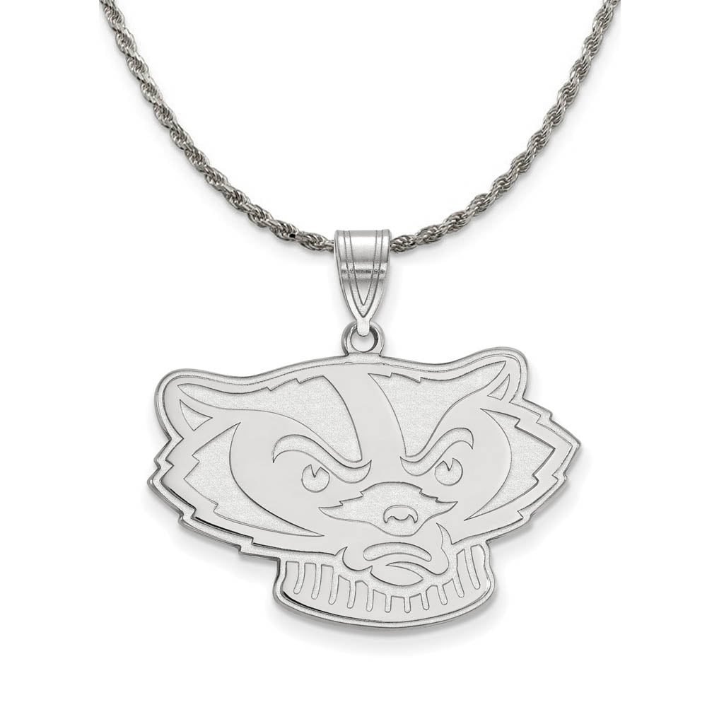 Sterling Silver U. of Wisconsin Large Badgers Necklace, Item N18968 by The Black Bow Jewelry Co.