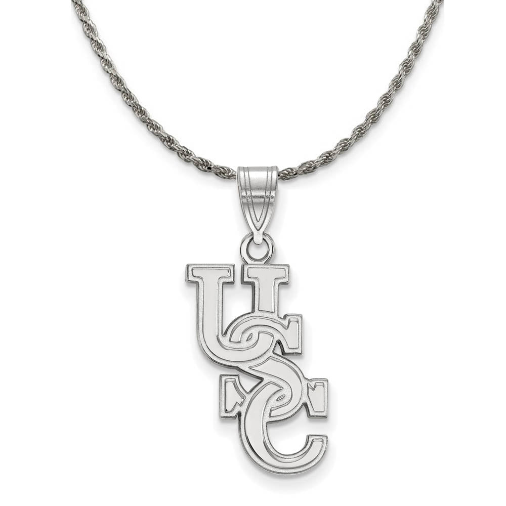 Sterling Silver South Carolina Large 'USC' Pendant Necklace, Item N18976 by The Black Bow Jewelry Co.