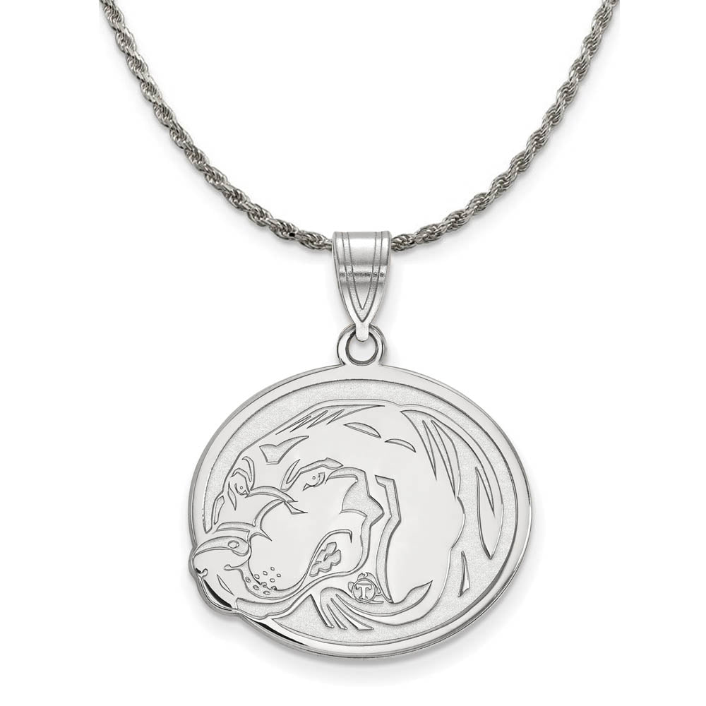 Sterling Silver U. of Tennessee Large Oval Disc Necklace, Item N18988 by The Black Bow Jewelry Co.