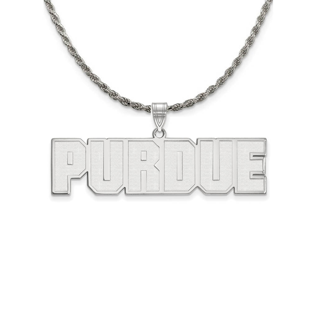 Sterling Silver Purdue Large Script Necklace, Item N18991 by The Black Bow Jewelry Co.