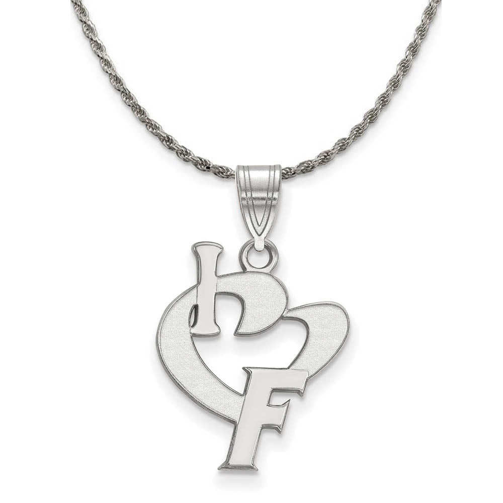 Sterling Silver U. of Florida Large I Love Logo Necklace, Item N18992 by The Black Bow Jewelry Co.