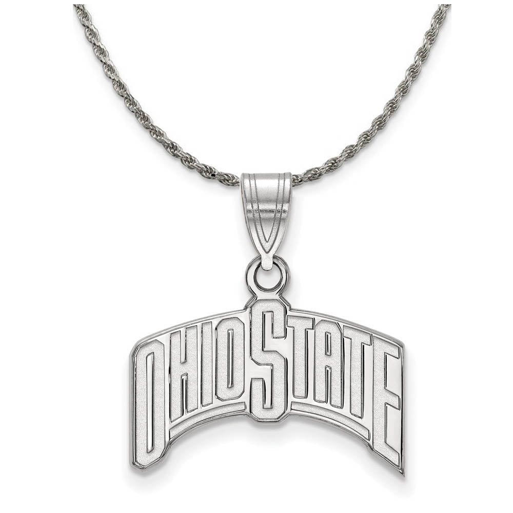 Sterling Silver Ohio State Buckeyes Lg Logo Necklace, Item N18997 by The Black Bow Jewelry Co.