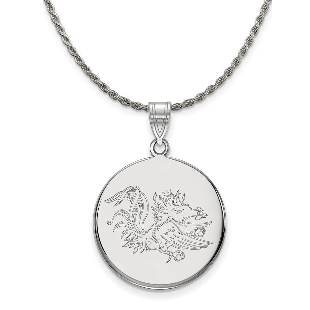 Sterling Silver South Carolina Large Disc Pendant Necklace, Item N18999 by The Black Bow Jewelry Co.