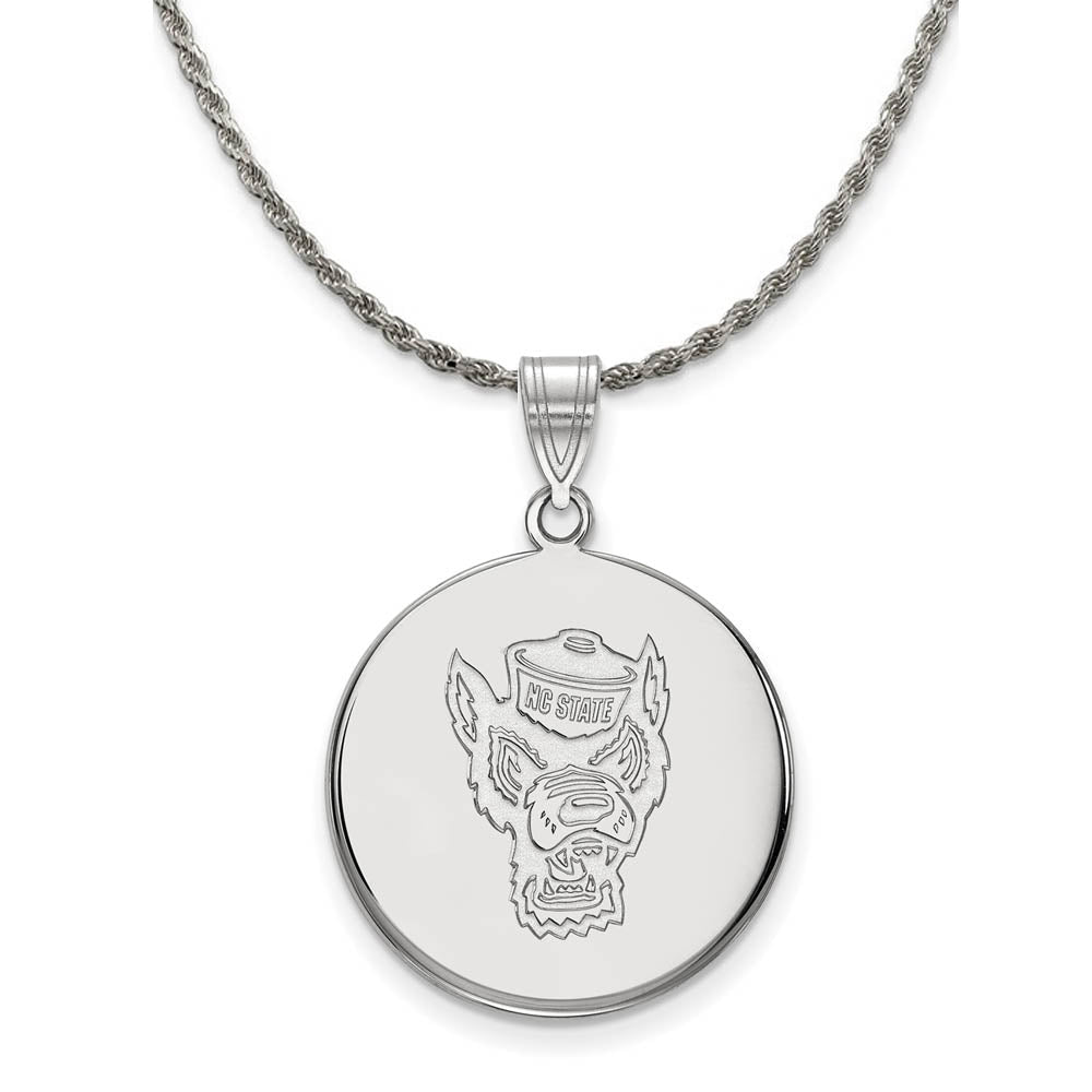 Sterling Silver North Carolina Large Logo Disc Necklace, Item N19007 by The Black Bow Jewelry Co.