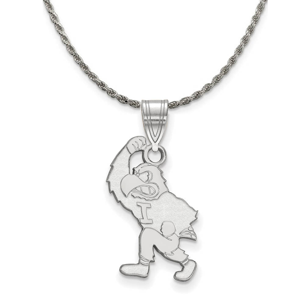 Sterling Silver U. of Iowa Large Pendant Necklace, Item N19022 by The Black Bow Jewelry Co.