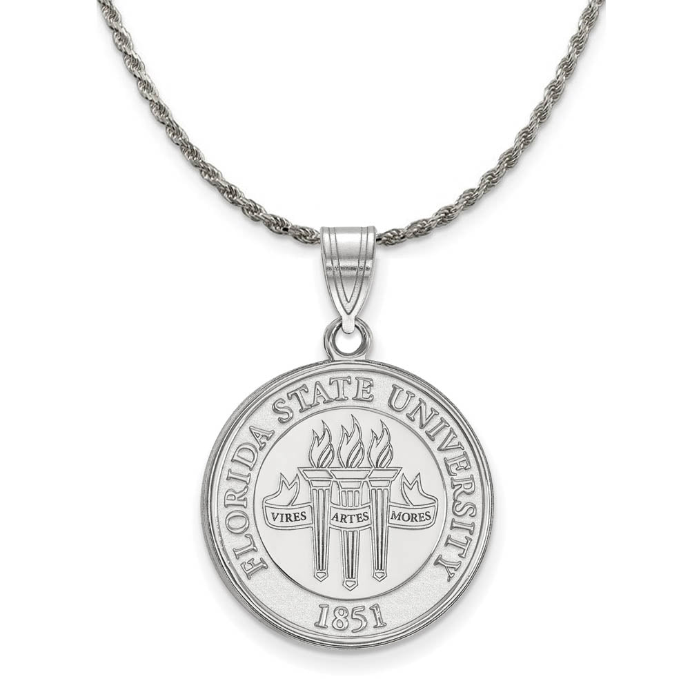 Sterling Silver Florida State Large Crest Pendant Necklace, Item N19024 by The Black Bow Jewelry Co.