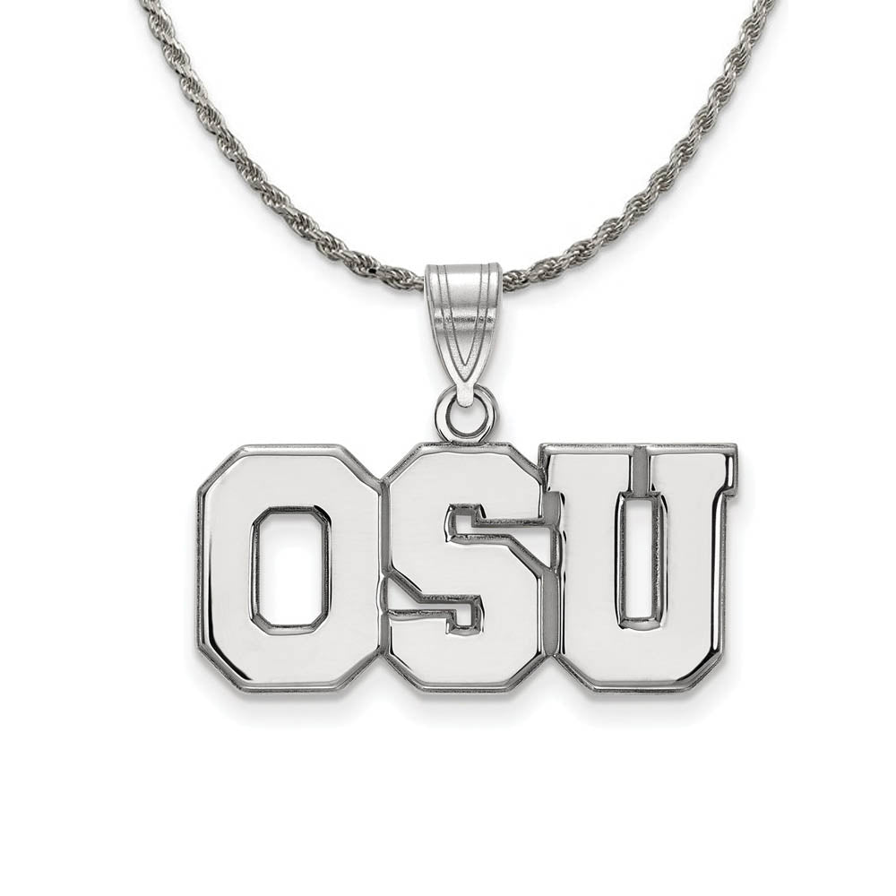Sterling Silver Ohio State Large Pendant Necklace, Item N19030 by The Black Bow Jewelry Co.