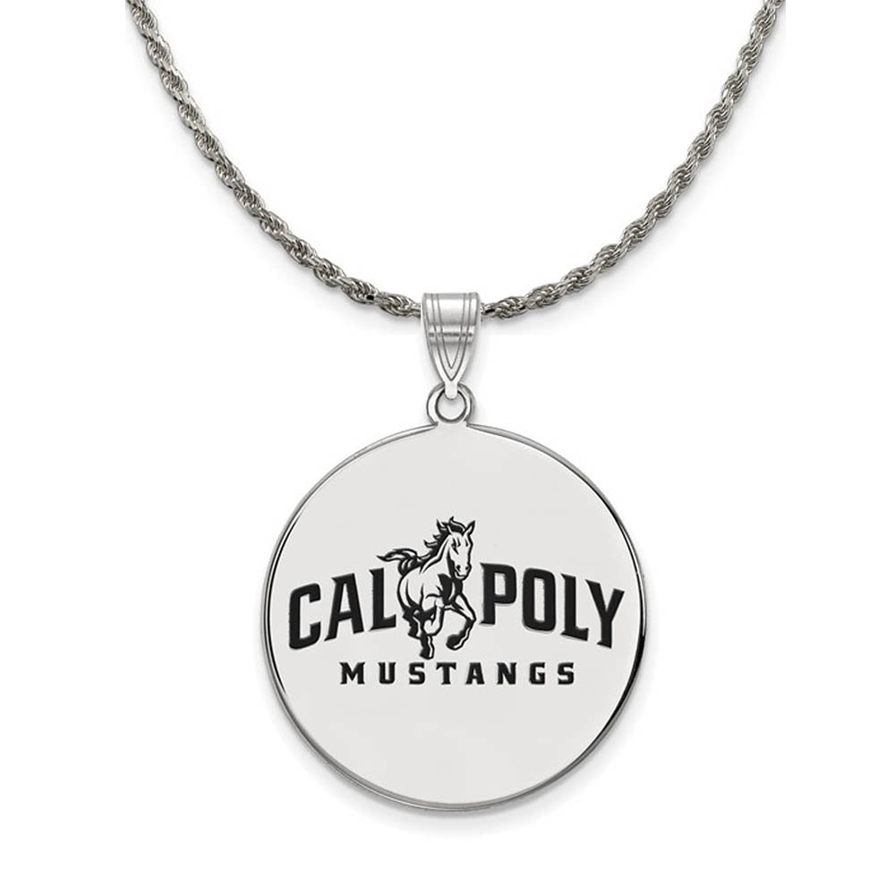 Sterling Silver Cal Polytechnic State XL Enamel Necklace, Item N19036 by The Black Bow Jewelry Co.
