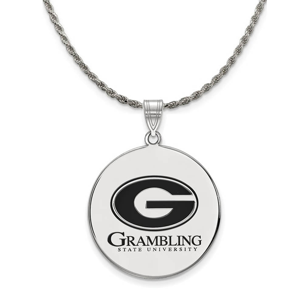 Sterling Silver Grambling State XL Enamel Disc Necklace, Item N19043 by The Black Bow Jewelry Co.