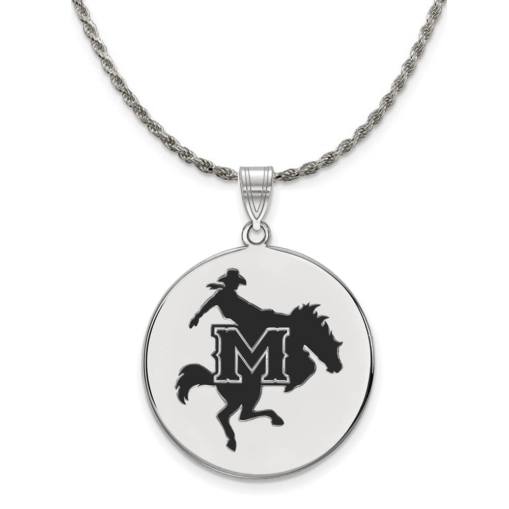 Sterling Silver McNeese State XL Enamel Disc Necklace, Item N19046 by The Black Bow Jewelry Co.