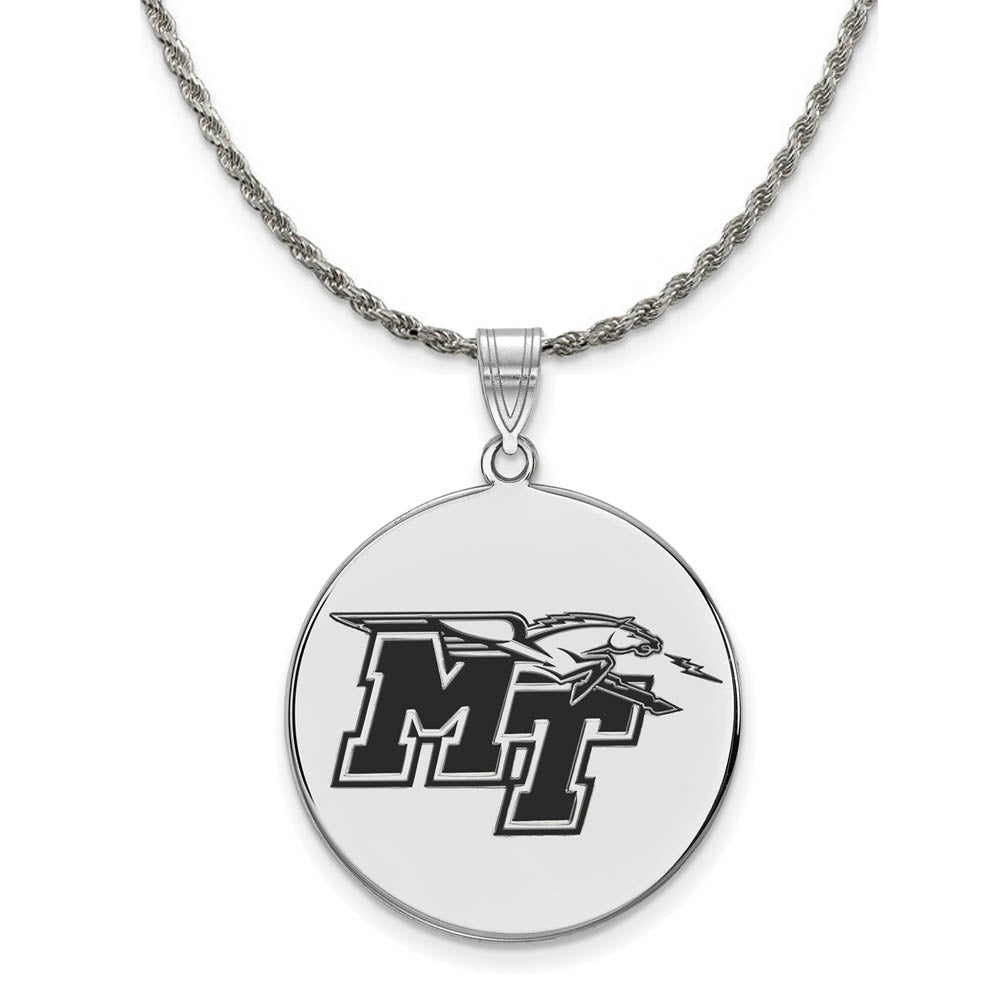 Sterling Silver Middle Tennessee State XL Enamel Necklace, Item N19047 by The Black Bow Jewelry Co.
