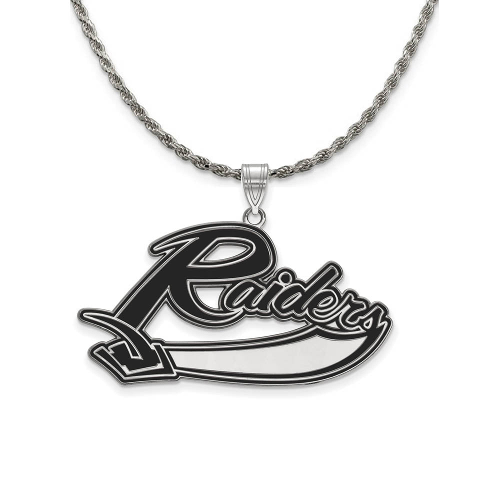 Sterling Silver Mt Union College XL Enamel Pendant Necklace, Item N19048 by The Black Bow Jewelry Co.