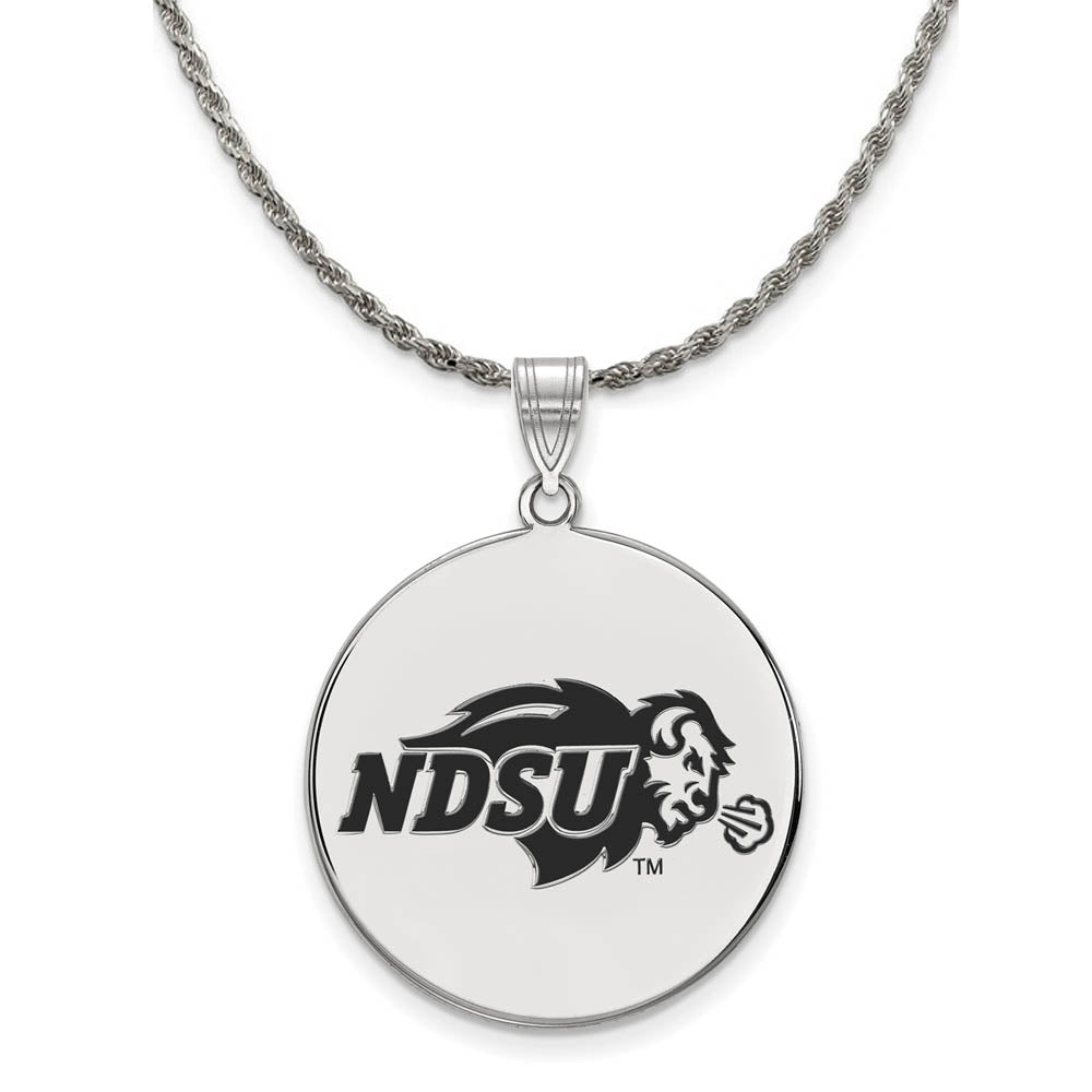 Sterling Silver North Dakota State XL Enamel Disc Pendant Necklace, Item N19051 by The Black Bow Jewelry Co.