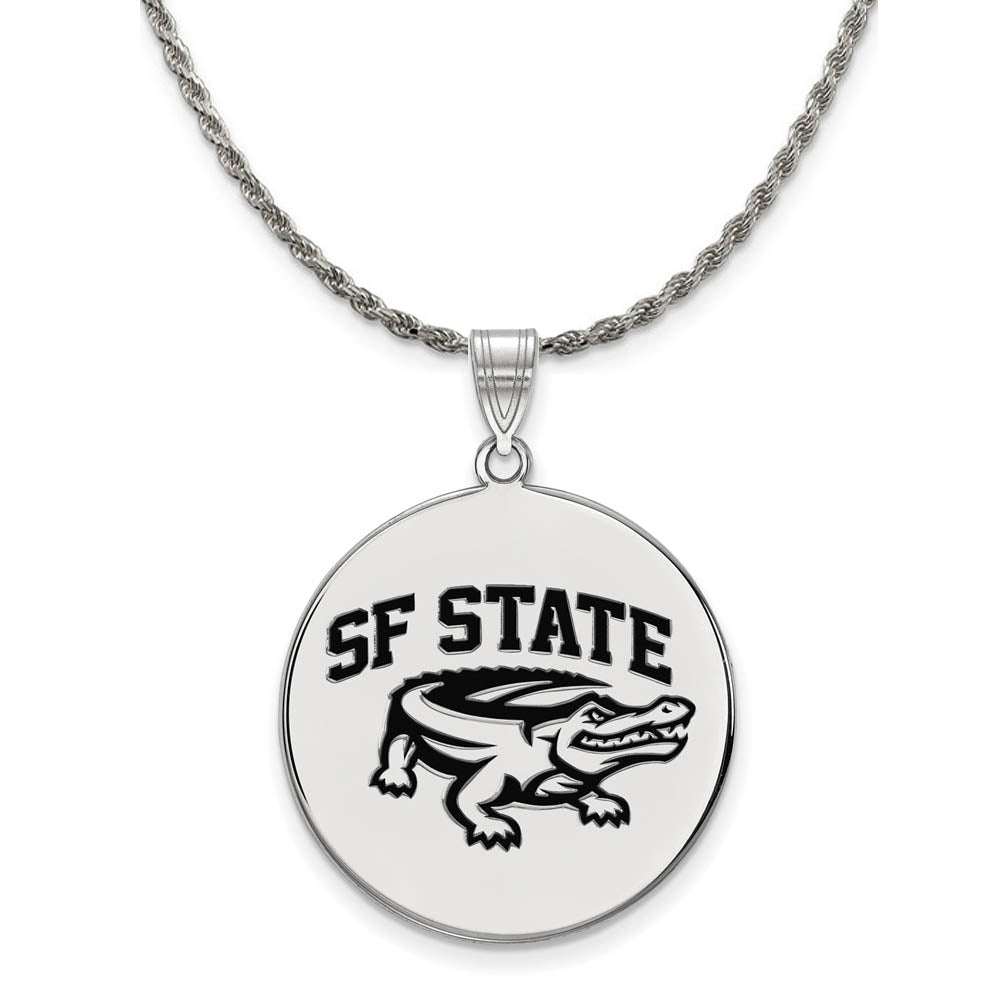 Sterling Silver San Francisco State XL Enamel Necklace, Item N19057 by The Black Bow Jewelry Co.