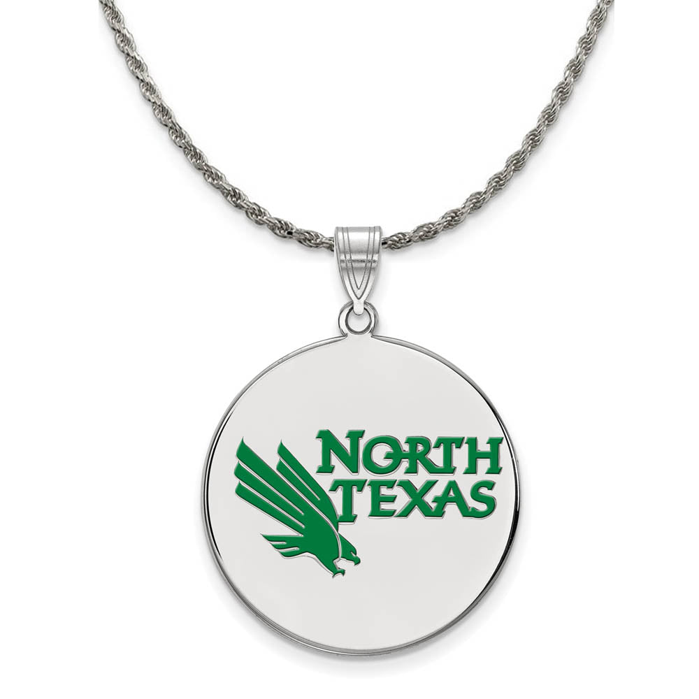 Sterling Silver North Texas XL Enamel Disc Pendant Necklace, Item N19063 by The Black Bow Jewelry Co.