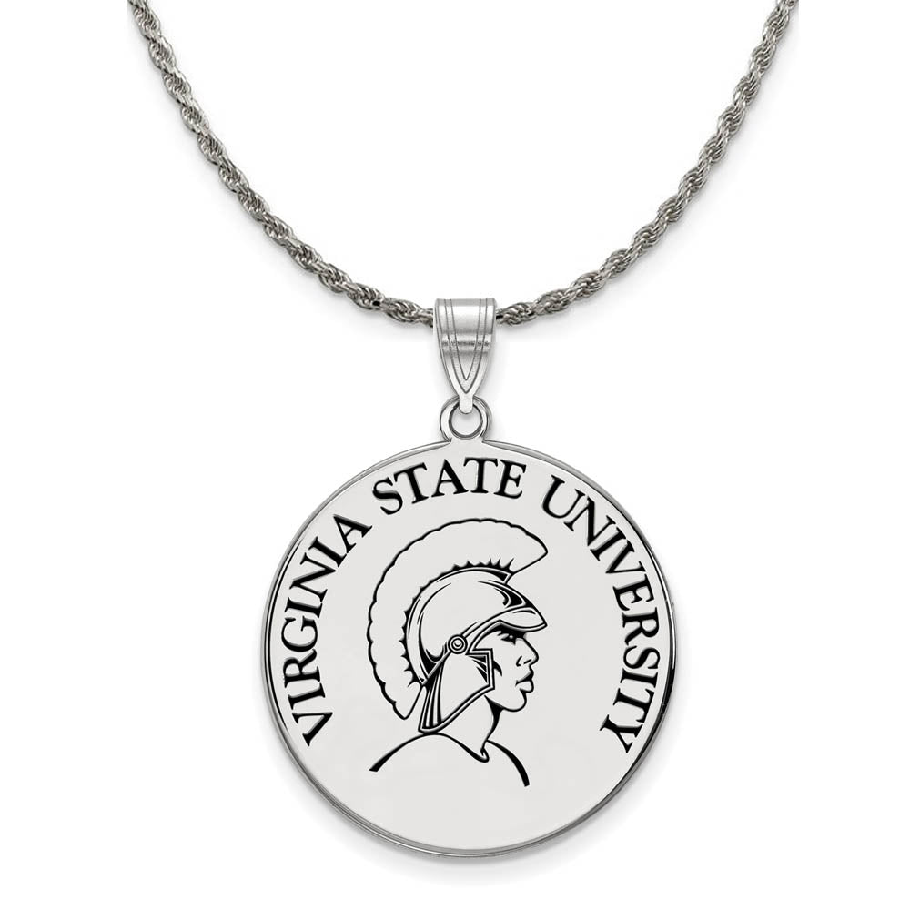 Sterling Silver Virginia State XL Enamel Disc Necklace, Item N19068 by The Black Bow Jewelry Co.