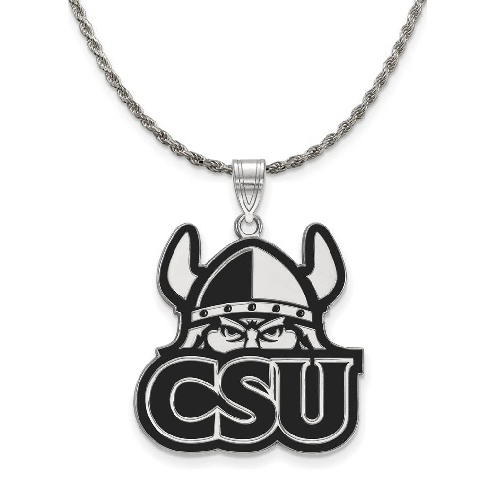 Sterling Silver Cleveland State XL Enamel Pendant Necklace, Item N19070 by The Black Bow Jewelry Co.