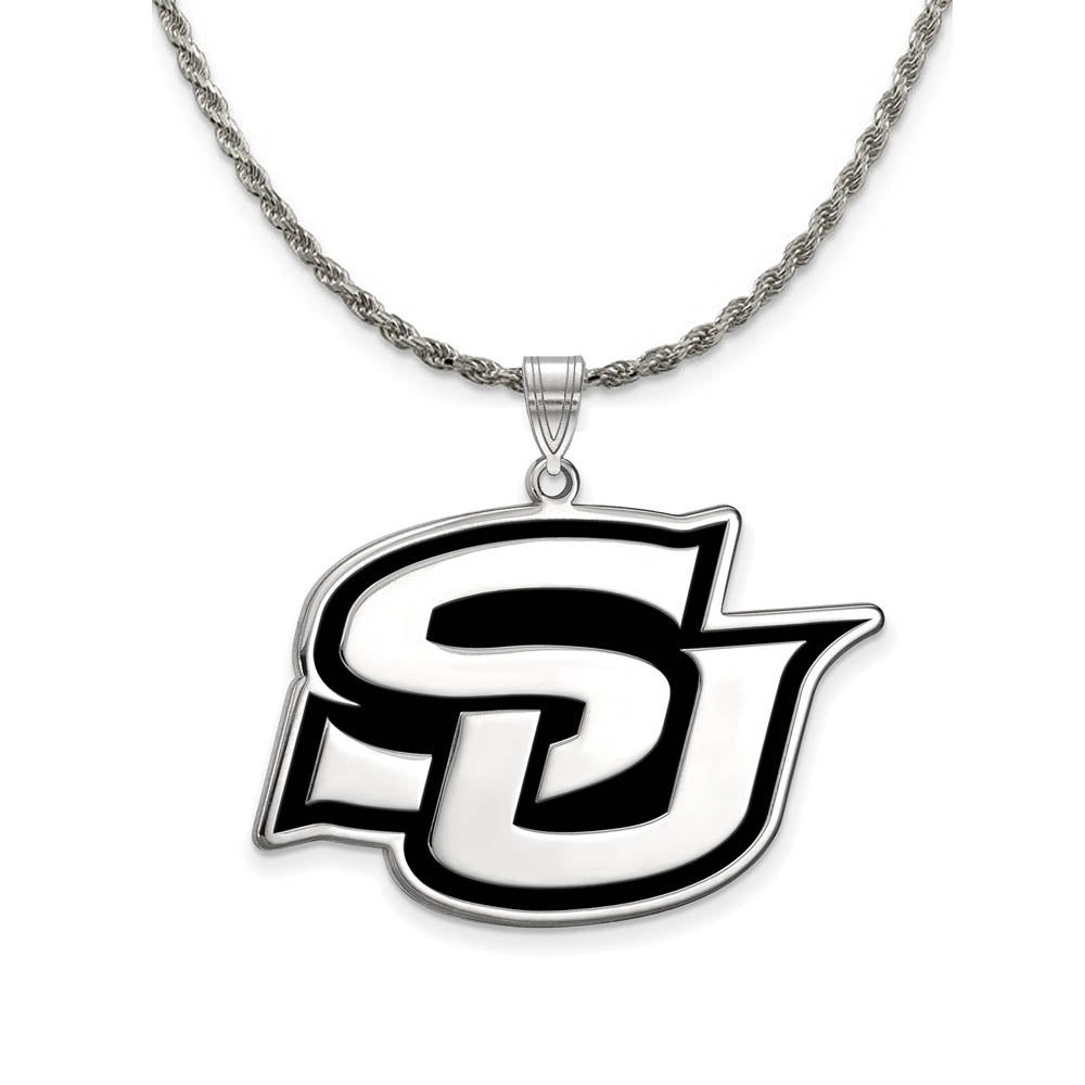 Sterling Silver Southern U. XL Enamel Pendant Necklace, Item N19071 by The Black Bow Jewelry Co.