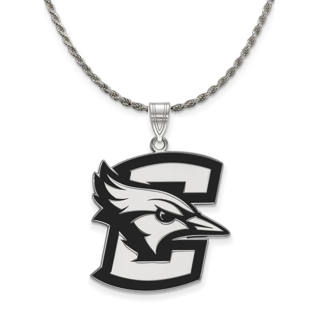 Sterling Silver Creighton U XL Enamel Pendant Necklace, Item N19074 by The Black Bow Jewelry Co.