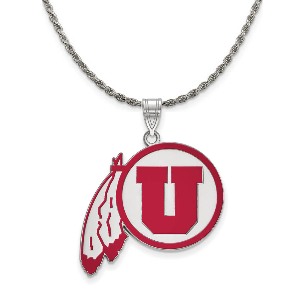 Sterling Silver U. of Utah XL Enamel Pendant Necklace, Item N19080 by The Black Bow Jewelry Co.