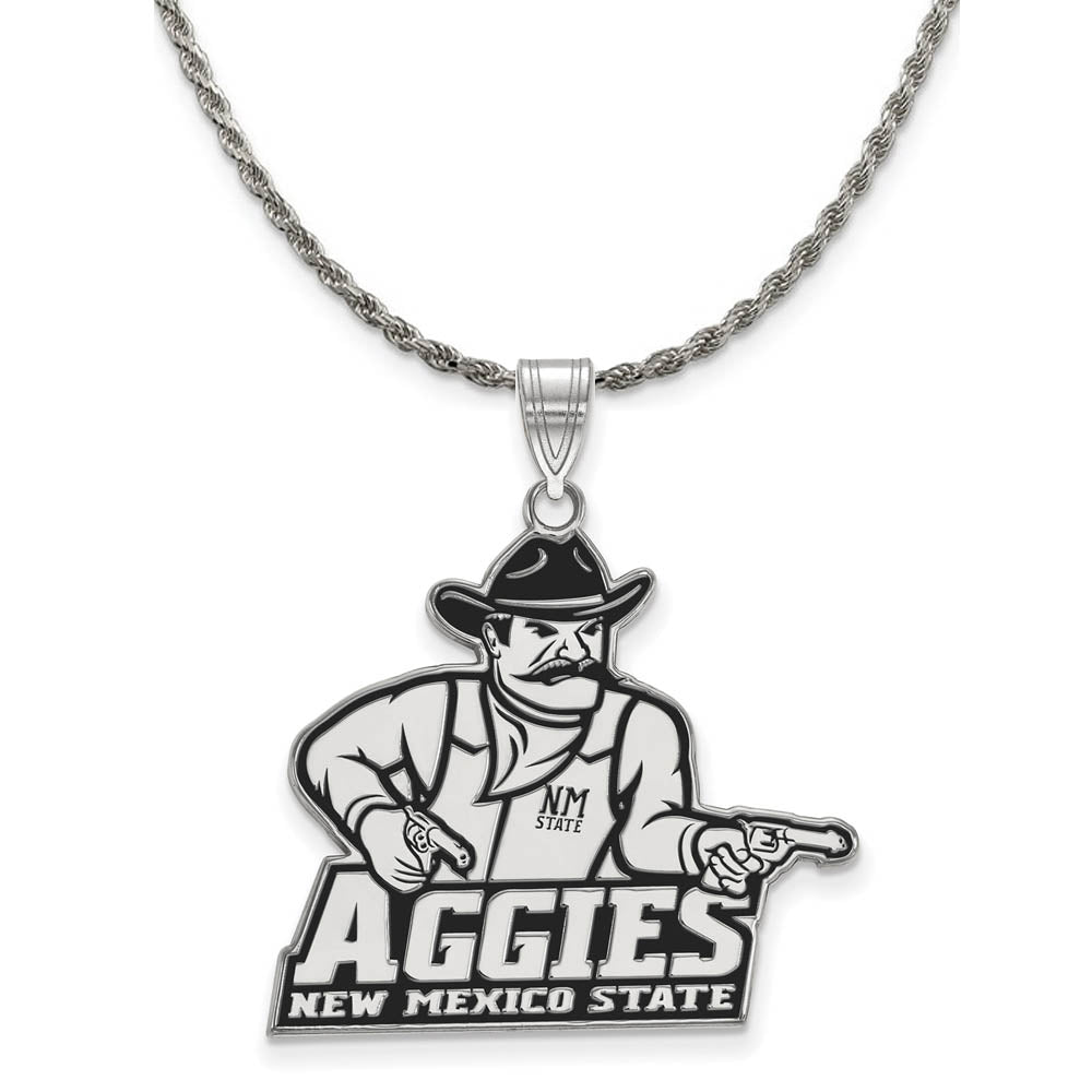 Sterling Silver New Mexico State XL Enamel Pendant Necklace, Item N19084 by The Black Bow Jewelry Co.