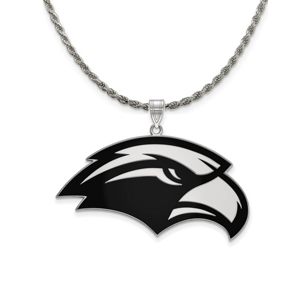 Sterling Silver Southern Miss XL Enamel Pendant Necklace, Item N19088 by The Black Bow Jewelry Co.