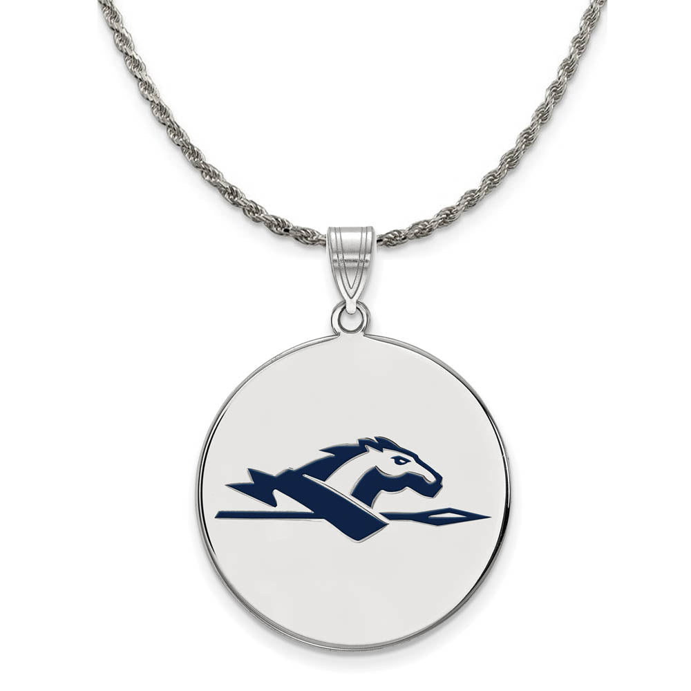 Sterling Silver Longwood U XL Enamel Disc Pendant Necklace, Item N19096 by The Black Bow Jewelry Co.