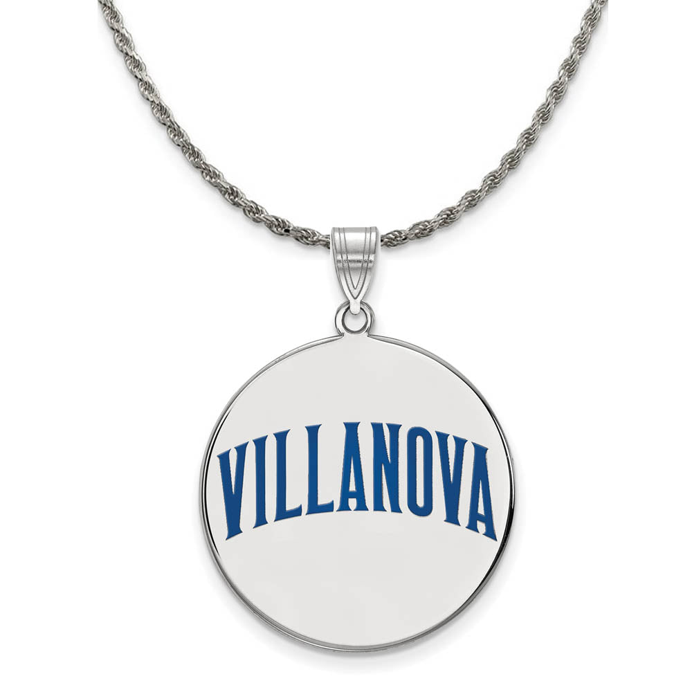 Sterling Silver Villanova U. XL Enamel Disc Pendant Necklace, Item N19118 by The Black Bow Jewelry Co.
