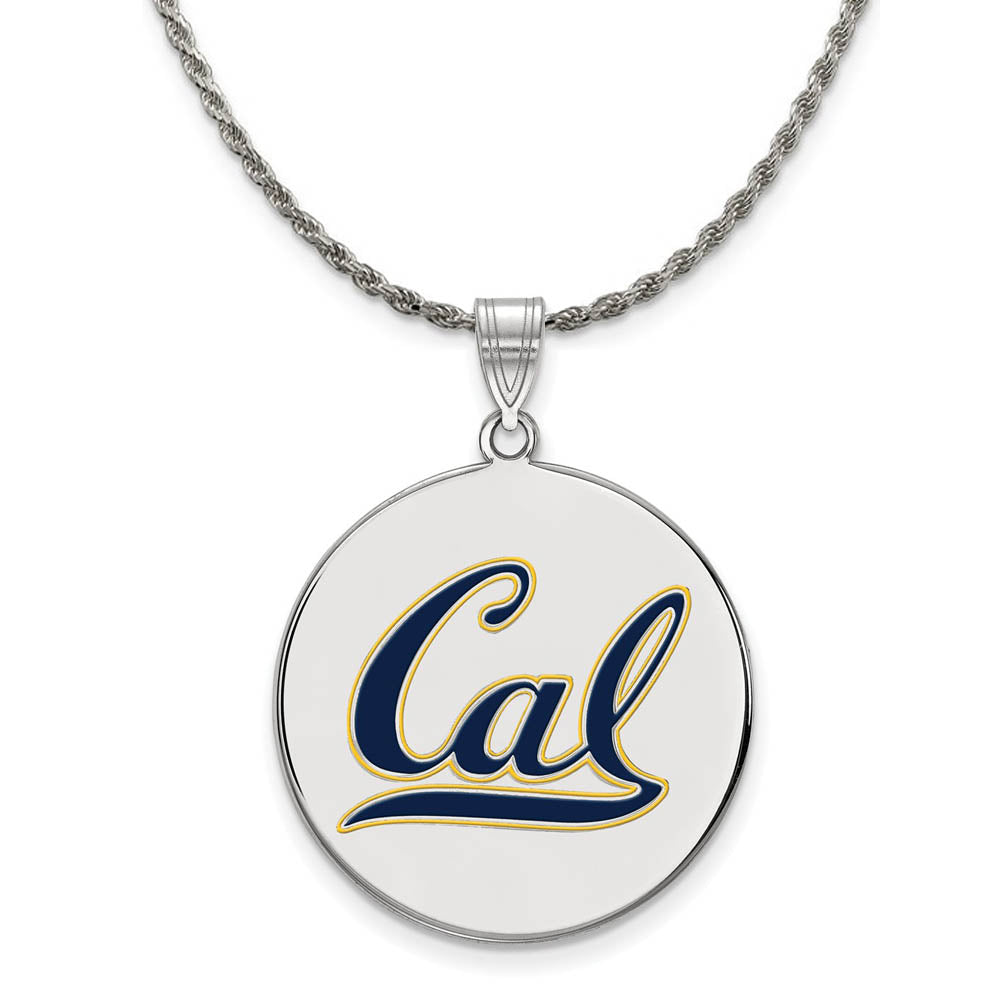 Sterling Silver California Berkeley XL Enamel 'Cal' Disc Necklace, Item N19119 by The Black Bow Jewelry Co.