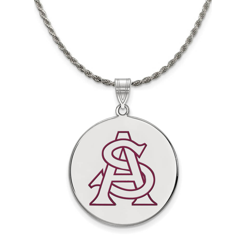 Sterling Silver Arizona State XL Enamel Disc Pendant Necklace, Item N19123 by The Black Bow Jewelry Co.