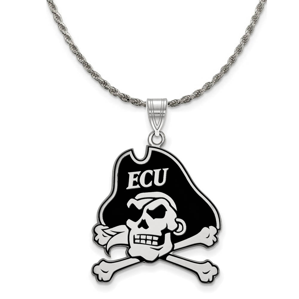 Sterling Silver East Carolina U XL Enamel Pendant Necklace, Item N19131 by The Black Bow Jewelry Co.