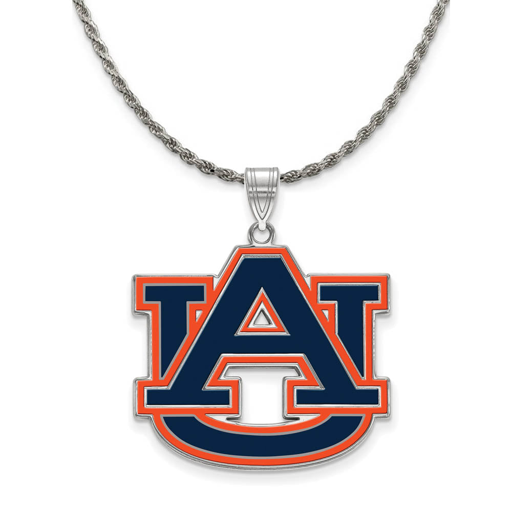 Sterling Silver Auburn U XL Enamel Pendant Necklace, Item N19143 by The Black Bow Jewelry Co.
