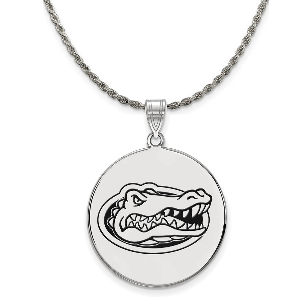 Sterling Silver U of Florida XL Enamel Logo Disc Necklace, Item N19147 by The Black Bow Jewelry Co.