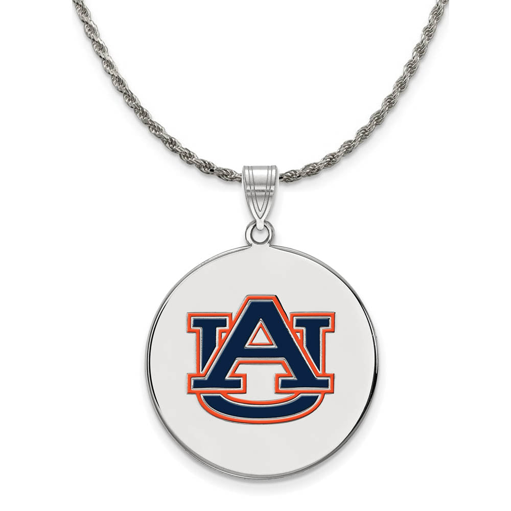 Sterling Silver Auburn U XL Enamel Disc Pendant Necklace, Item N19150 by The Black Bow Jewelry Co.