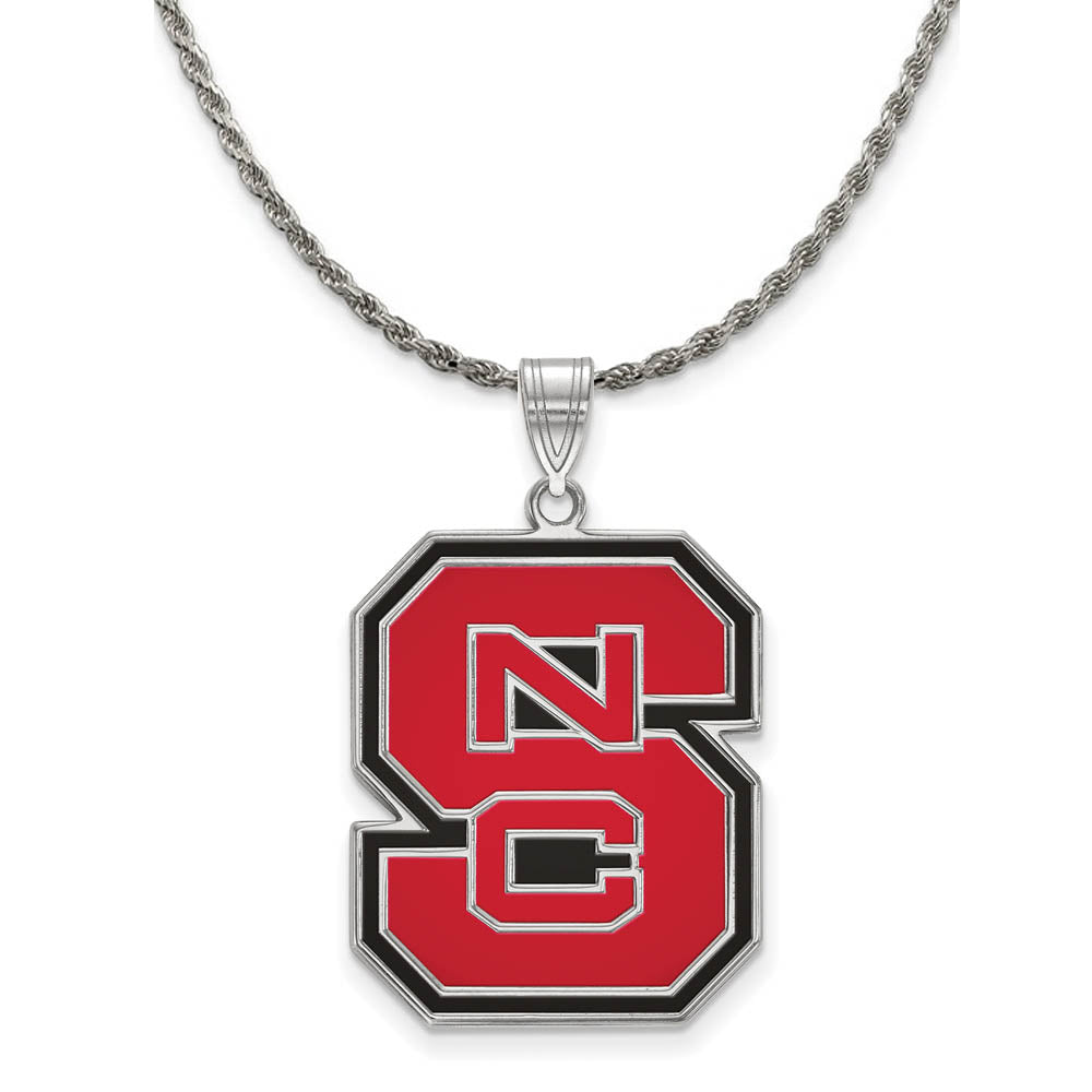Sterling Silver North Carolina XL Enamel Pendant Necklace, Item N19154 by The Black Bow Jewelry Co.