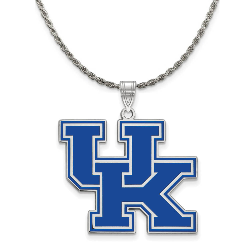 Sterling Silver U. of Kentucky XL Enamel Pendant Necklace, Item N19157 by The Black Bow Jewelry Co.